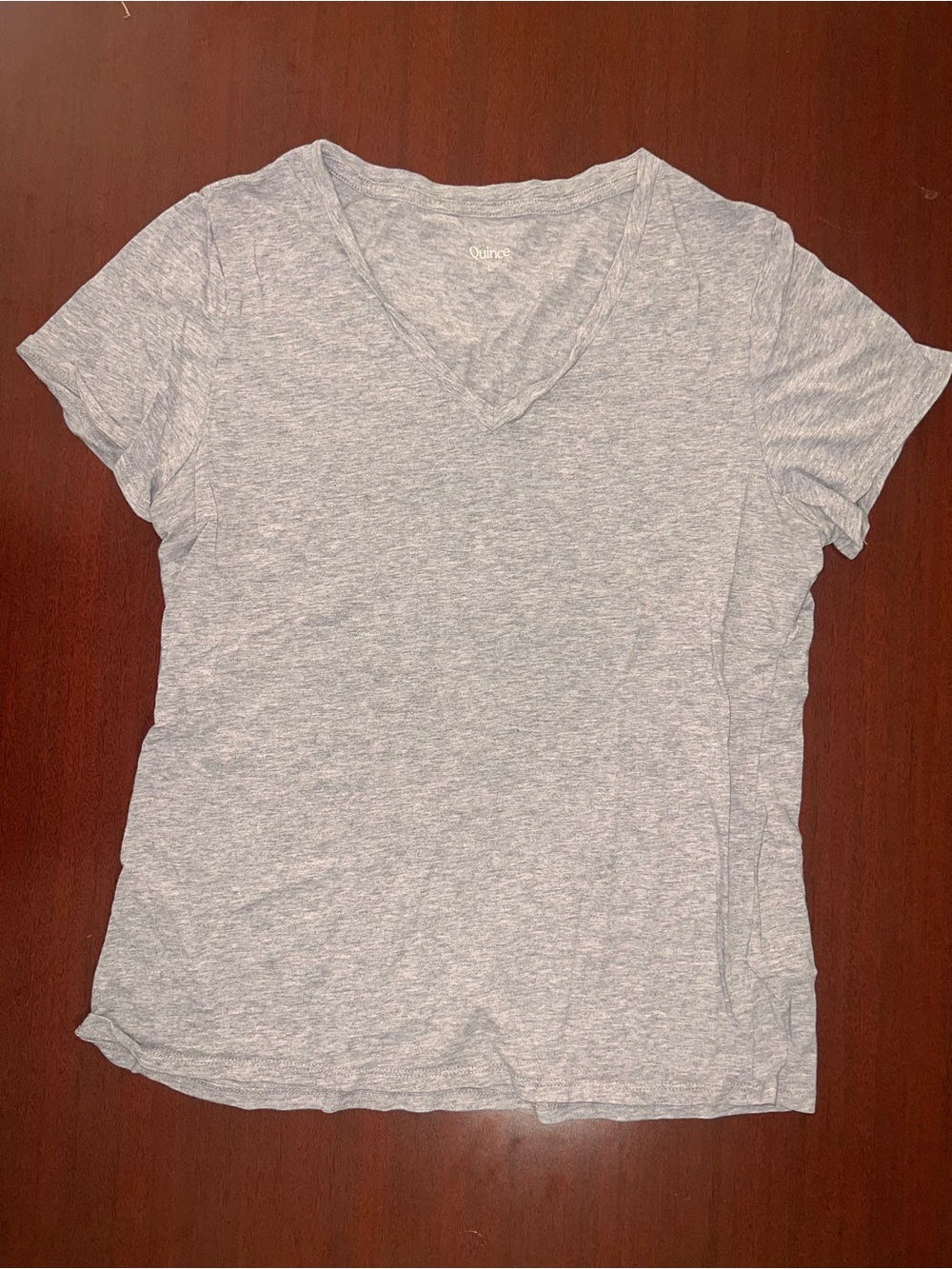 Quince Light Gray V-Neck Short Sleeve Tee